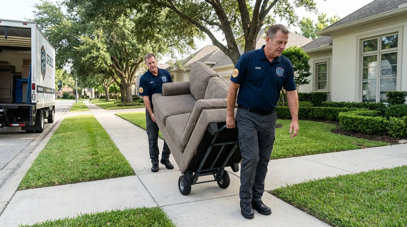 Local residential moving crew loading furniture in Condon, OR